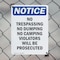 Signmission No Trespassing No Dumping No Camping OSHA Notice Sign, Plastic, 10in W x 14in L, 2PK OS-2PACK-NS-P-1014-V-14928 - alternate 5